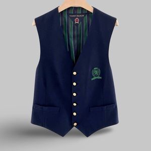 Vintage Tommy Hilfiger wool waistcoat vest green crest sz 42 / L ACTWU Union
